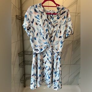 Reitmans White Dress with Blue and Orange Pattern